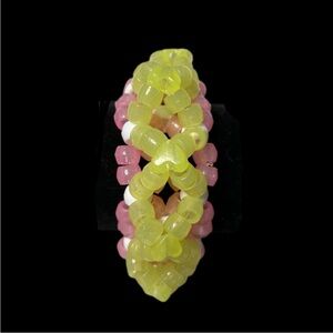 Glow in the Dark Kandi Pink and Yellow Beaded Bracelet